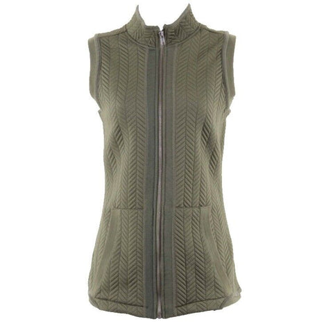 Baccini M Olive Quilted Zip Front Polyester Spandex Vest