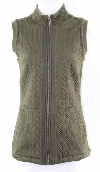 Baccini M Olive Quilted Zip Front Polyester Spandex Vest