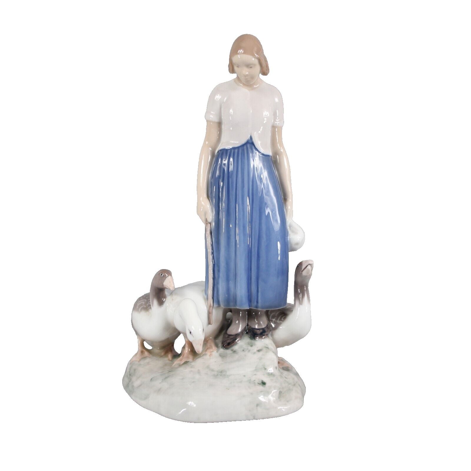 B & G Copenhagen Porcelain 225Y A  Girl With Geese 10" Figurine