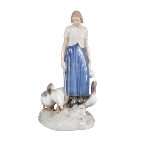 B & G Copenhagen Porcelain 225Y A  Girl With Geese 10" Figurine