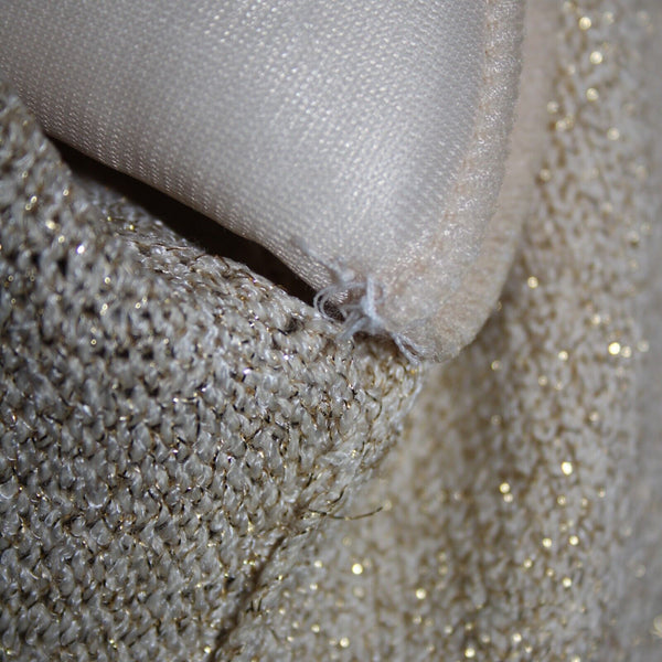 Toula Sz 4 Tan Gold Rhinestones Metallic One Button Santana Knit Wool Blazer