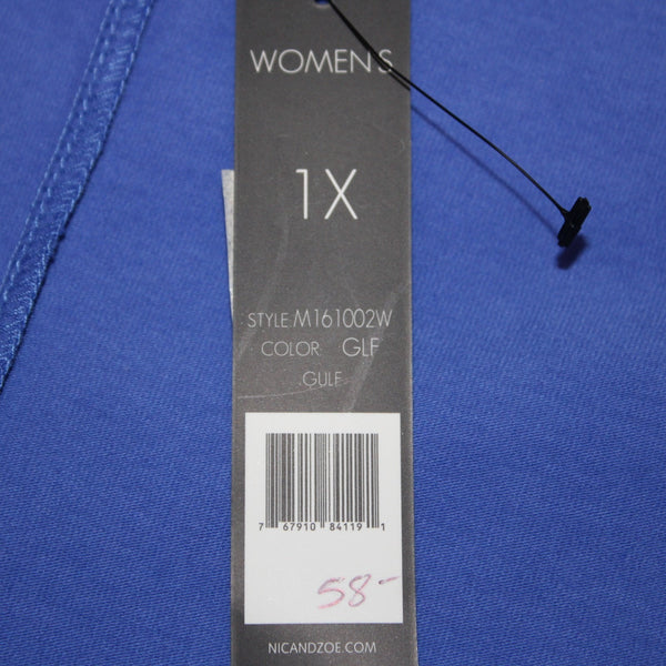 Nic Zoe Top NEW $58 Sz 1X Blue Sleeveless Cotton Spandex Tank Top