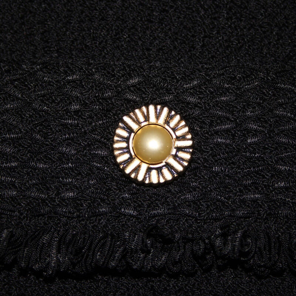 St John Sz 12 Black Gold Hardware Sleeveless Zipper Detail Novelty Knit Vest