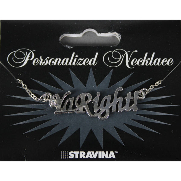 YA RIGHT! NEW Name Silvertone Rhinestone 14.5"w 4.5" Multi Ring Extendr Necklace