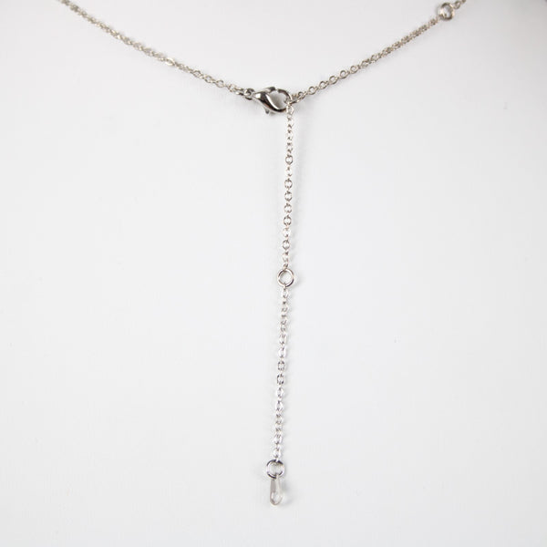 YA RIGHT! NEW Name Silvertone Rhinestone 14.5"w 4.5" Multi Ring Extendr Necklace