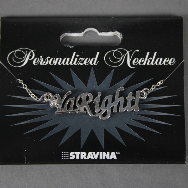 YA RIGHT! NEW Name Silvertone Rhinestone 14.5"w 4.5" Multi Ring Extendr Necklace