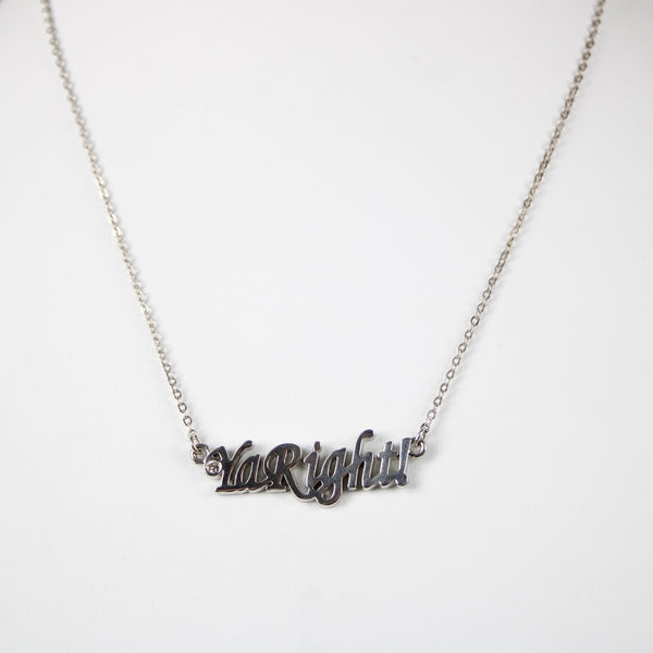 YA RIGHT! NEW Name Silvertone Rhinestone 14.5"w 4.5" Multi Ring Extendr Necklace