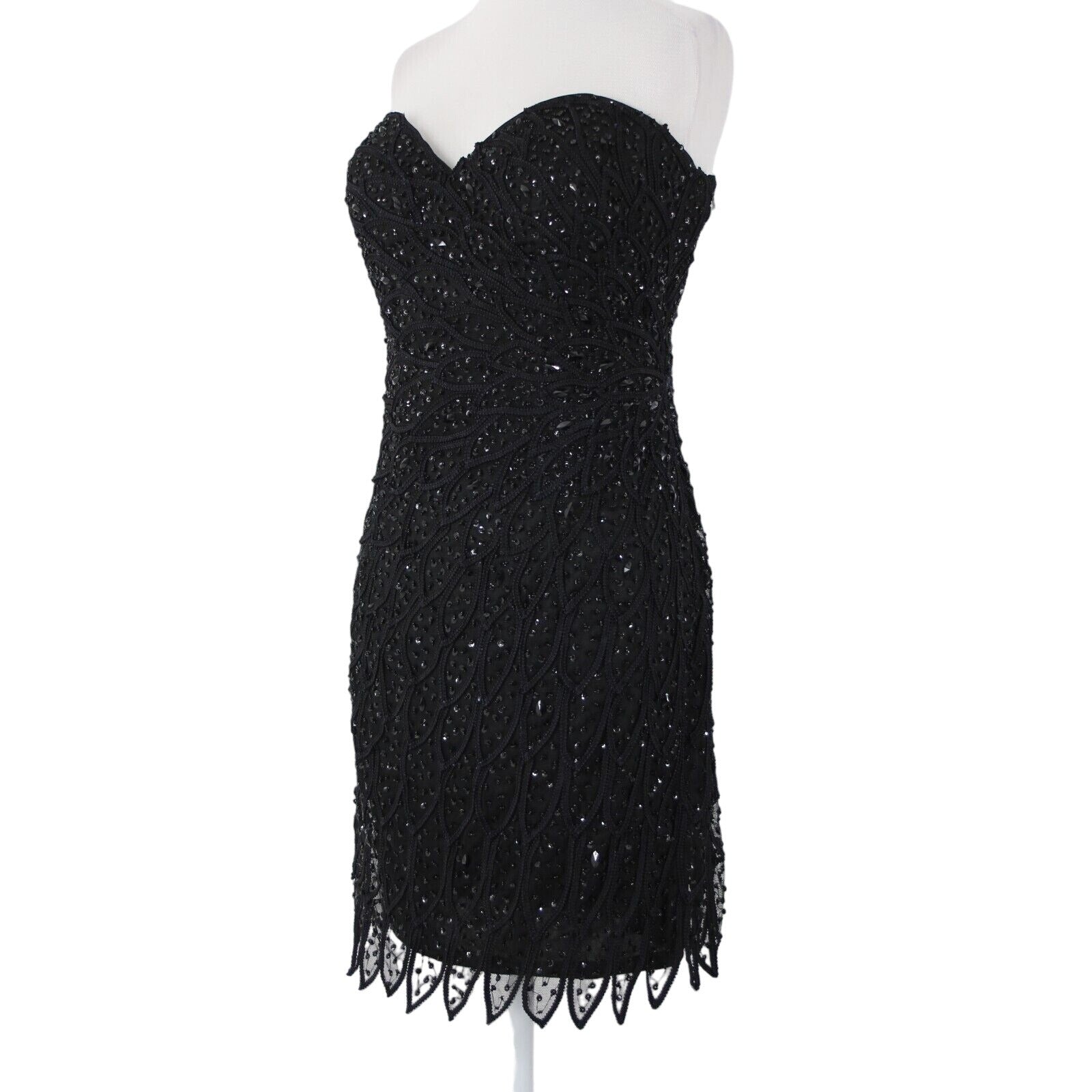 Alberto Makali NEW Sz 12 Black Beaded Lined V Neck Padded 100% Polyester Dress