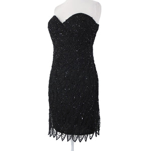 Alberto Makali NEW Sz 12 Black Beaded Lined V Neck Padded 100% Polyester Dress