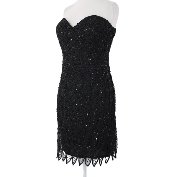 Alberto Makali NEW Sz 12 Black Beaded Lined V Neck Padded 100% Polyester Dress