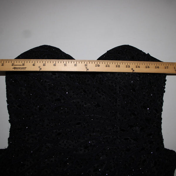 Alberto Makali NEW Sz 12 Black Beaded Lined V Neck Padded 100% Polyester Dress