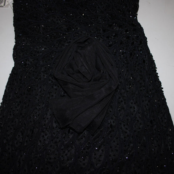 Alberto Makali NEW Sz 12 Black Beaded Lined V Neck Padded 100% Polyester Dress