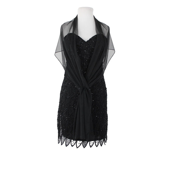 Alberto Makali NEW Sz 12 Black Beaded Lined V Neck Padded 100% Polyester Dress