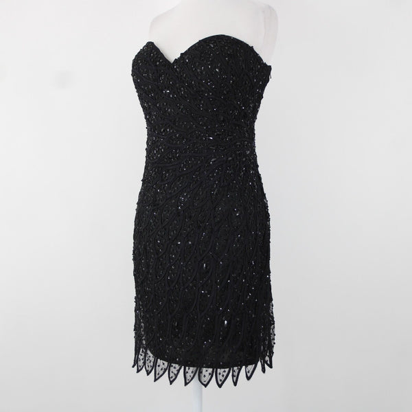 Alberto Makali NEW Sz 12 Black Beaded Lined V Neck Padded 100% Polyester Dress