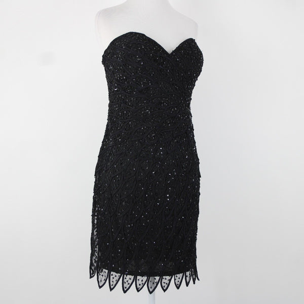 Alberto Makali NEW Sz 12 Black Beaded Lined V Neck Padded 100% Polyester Dress