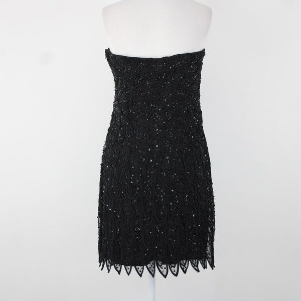 Alberto Makali NEW Sz 12 Black Beaded Lined V Neck Padded 100% Polyester Dress