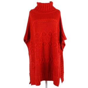 Loft NEW Sz XS Red Open Knit Short Sleeve 100% Acrylic Poncho Sweater