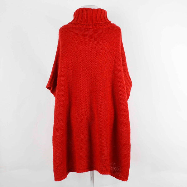 Loft NEW Sz XS Red Open Knit Short Sleeve 100% Acrylic Poncho Sweater