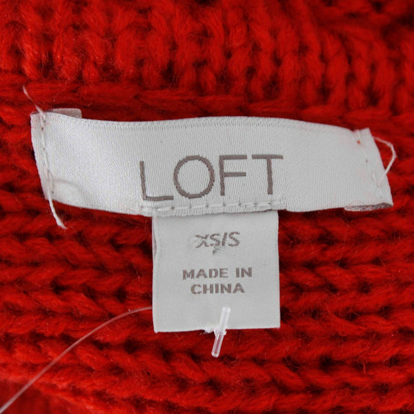 Loft NEW Sz XS Red Open Knit Short Sleeve 100% Acrylic Poncho Sweater