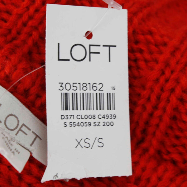 Loft NEW Sz XS Red Open Knit Short Sleeve 100% Acrylic Poncho Sweater
