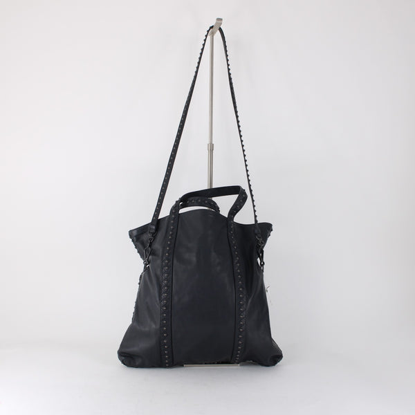 Bottega Veneta Purse NEW $1,999 16 x 15 x 1 Navy Blue Gunmetal Leather Purse