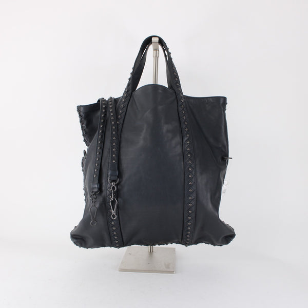 Bottega Veneta Purse NEW $1,999 16 x 15 x 1 Navy Blue Gunmetal Leather Purse