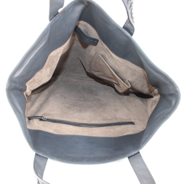 Bottega Veneta Purse NEW $1,999 16 x 15 x 1 Navy Blue Gunmetal Leather Purse