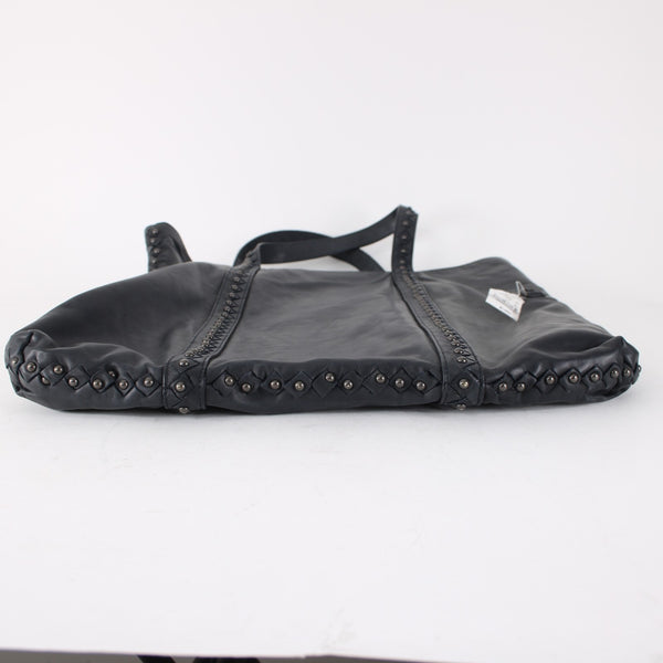 Bottega Veneta Purse NEW $1,999 16 x 15 x 1 Navy Blue Gunmetal Leather Purse