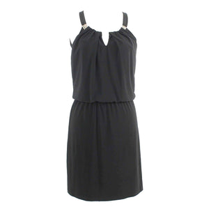 White House Black Market NEW $98 Sz XS Black Metal Detail Poly Blend Dress