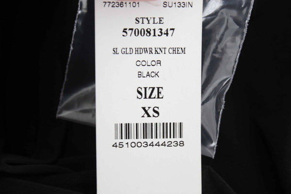 White House Black Market NEW $98 Sz XS Black Metal Detail Poly Blend Dress