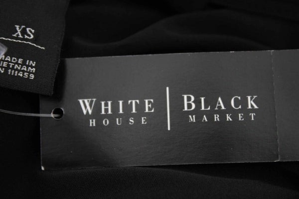 White House Black Market NEW $98 Sz XS Black Metal Detail Poly Blend Dress