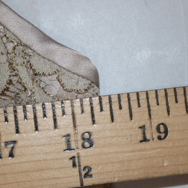 Anne Klein Dress Sz 16 Tan Brocade Embroidered Sleeveless Silk Nylon Rayon Dress