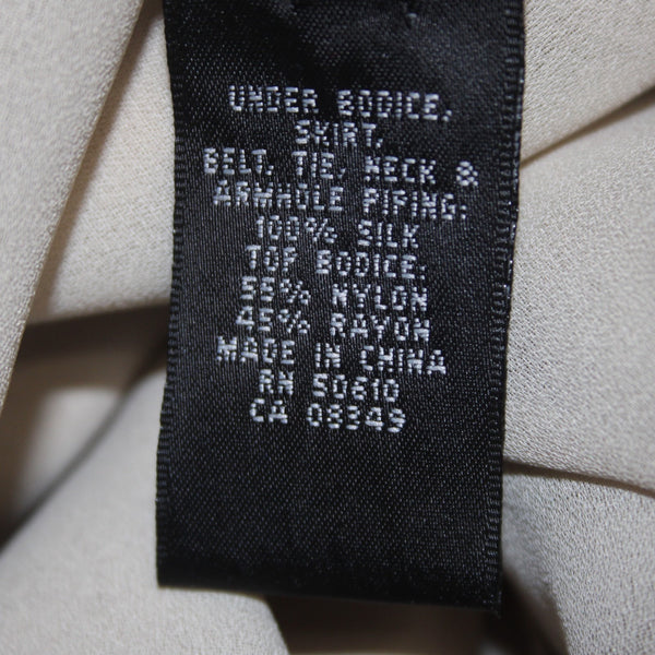 Anne Klein Dress Sz 16 Tan Brocade Embroidered Sleeveless Silk Nylon Rayon Dress