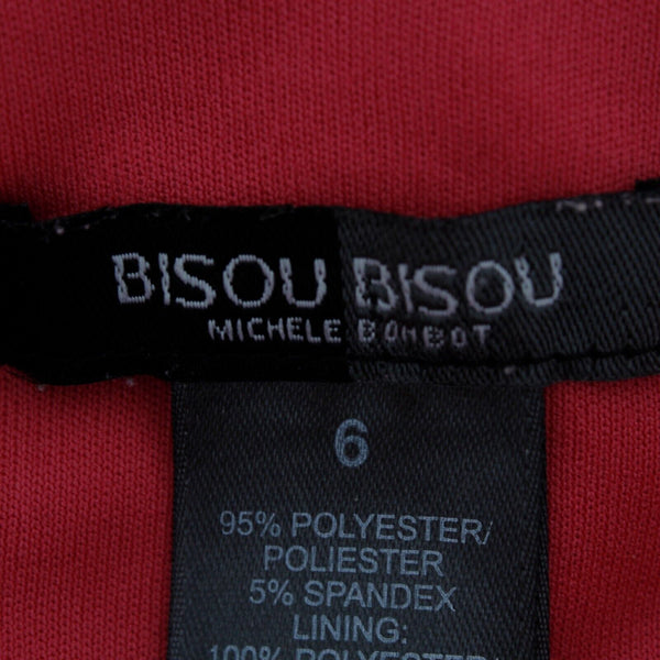 Bisou Bisou Sz 6 Pink Multi Beaded Empire Self Belt Poly Blend Maxi Dress