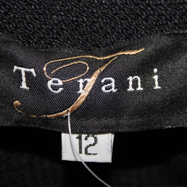 Terani NEW $2100 Sz 12 Black White Ruffled Pleated Wool Rayon Jacket