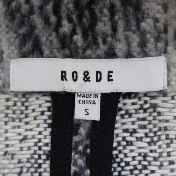 Ro De Sz S Black White Gray Collar Zipper Pockets Boho Polyester Acrylic Jacket