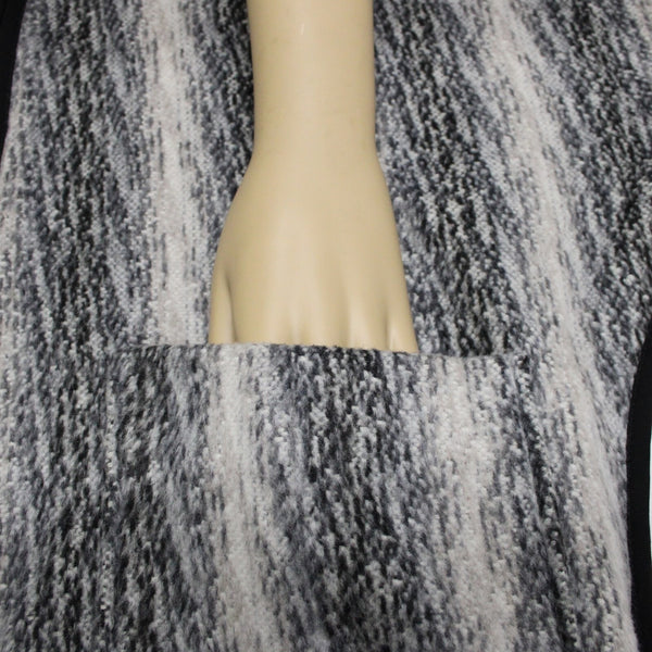 Ro De Sz S Black White Gray Collar Zipper Pockets Boho Polyester Acrylic Jacket