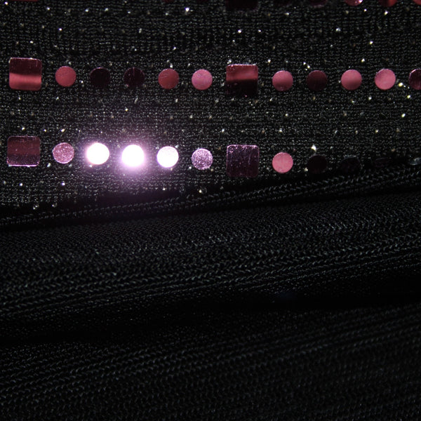 Lapis Dress Sz 8 Black Purple Paillettes Lined Long Sleeve Nylon Poly Spandex