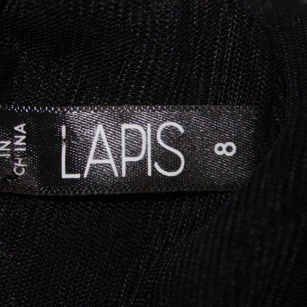 Lapis Dress Sz 8 Black Purple Paillettes Lined Long Sleeve Nylon Poly Spandex