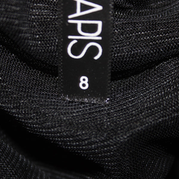Lapis Dress Sz 8 Black Purple Paillettes Lined Long Sleeve Nylon Poly Spandex
