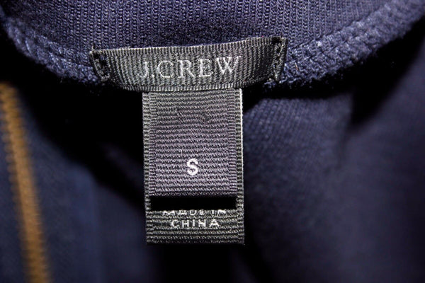 J Crew Sz S Navy Black Heavy Jersey w 4.5" Black Fringed Hem Cotton Top