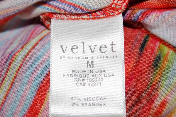 Velvet Sz M Red Multi Color Strapless Long Hi Lo Jersey Viscose Spandex Dress