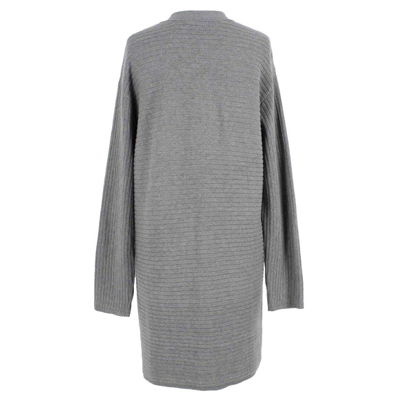 J Jill NEW $89 Sz M Dark Gray Ribbed Pocketed Cotton Poly Viscose Wrap Sweater