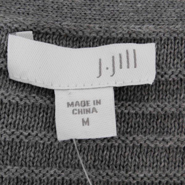 J Jill NEW $89 Sz M Dark Gray Ribbed Pocketed Cotton Poly Viscose Wrap Sweater