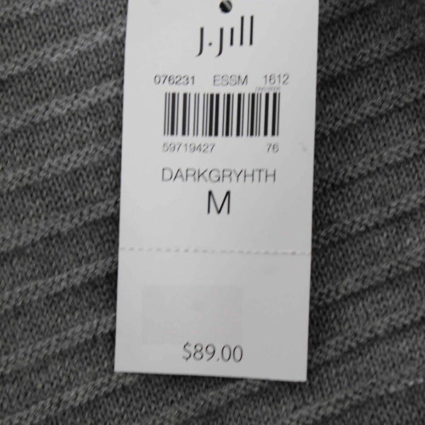 J Jill NEW $89 Sz M Dark Gray Ribbed Pocketed Cotton Poly Viscose Wrap Sweater