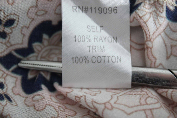 Nightcap Clothing Sz S Ivory Multi Lace Trim Double Sleeve Rayon Cotton Top