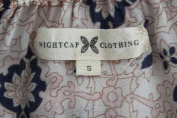 Nightcap Clothing Sz S Ivory Multi Lace Trim Double Sleeve Rayon Cotton Top