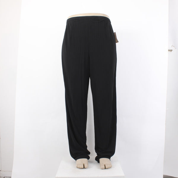 Tamotsu Pant NEW $254 Sz 16 x 33 Black Sheer Straight Leg 100% Viscose Pant
