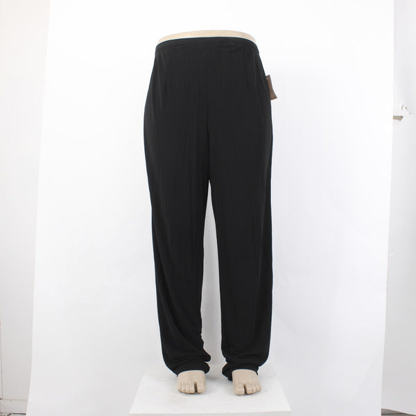 Tamotsu Pant NEW $254 Sz 16 x 33 Black Sheer Straight Leg 100% Viscose Pant