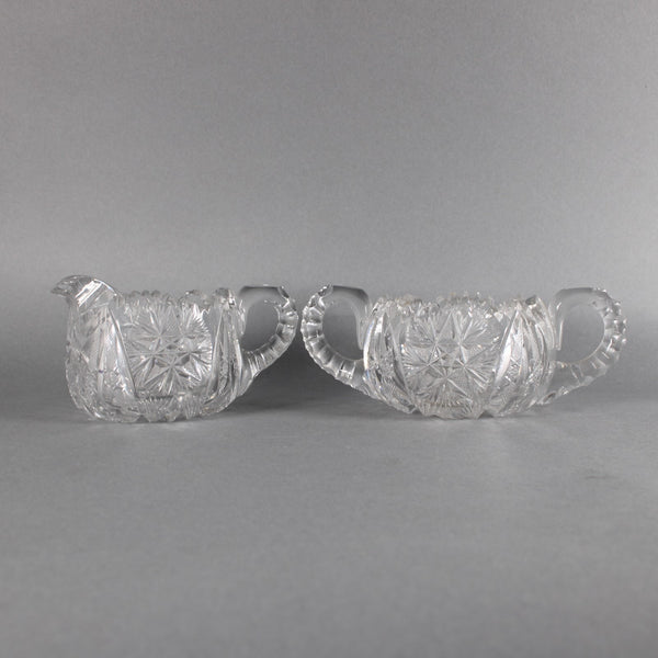 Sugar Creamer Set Cut Large Crystal Cut Sugar Creamer Set